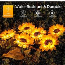 NetHong 2Pcs Solar Powered Flower Sunflower 10 LED Stake Lights Outdoor Garden Path Lamp Garden Decor UK - Sunflower - View 3
