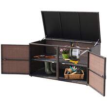Lifezeal 88 Gallon Garden Patio Rattan Storage Container Box Bin Shelf - Brown - View 5