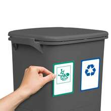 SP Berner Selective Sorting Recycling Bin With Pedal, Wheels And Handle, Triple Compartment, Anthracite Black, 42L (24L + 4L + 14L) - Dark Grey - View 4