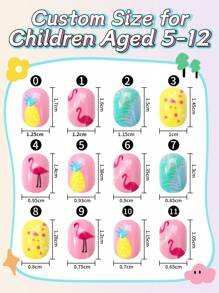 NAIO 24 Pieces Kids Of Children's Press On Nail Stickers Naio Children's Artificial Nail Stickers Pre-Glued Full Coverage Short Acrylic Nails Suitable For Girls' Children's Nail Decoration (Peacock Spreads Its Tail)