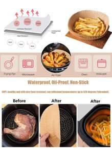 30/50/100PCS Air Fryer Accessories Round,Air Fryer Disposable Parchment Paper Liner Oil-Proof Paper Tray, Non-Stick Baking Mat,Water-Proof, Parchment For Baking Roasting Microwave,Air Fryer Accessories Baking Paper For Air Fryer