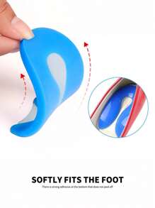 1 Pair Blue U-Shaped Soft Heel Cushion Insoles, Shock-Absorbing Half-Size Inserts, Non-Slip Self-Adhesive High Heel Shoe Accessories