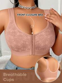 MEIYATING Sujetador sin aros de encaje, talla grande, de cobertura total, suave y transpirable para mujeres