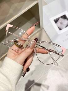 1pc Women Fashion Anti Light Blue Cat Eye Glasses Frame Retro Luxury Optical Computer Eyeglasses Clear Glasses Accessories
