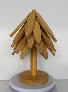 3pcs/5pcs Wooden Triangle Trivets Holder Heat Resistant Tree Shaped Coasters, Decorative Hot Pad Holder For Table, Christmas Tree Dessert Stands, Creative Multi-Functional Decor Home Decor Christmas Decorations Room Decor