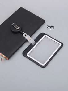 1pc Vertical Matte Black Strap With Buckle Id Card Holder For Students/workers - Black - View 13