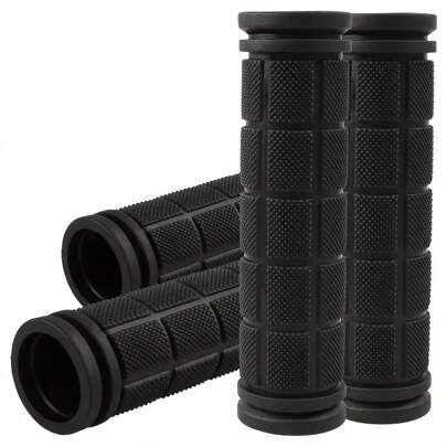 2pcs Black Rubber Bicycle Handlebar Grips, Universal Replacement Handles For Bike, Folding Bicycle, Tricycle
