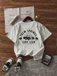 Tween Girl Casual Funny Graphic Print Round Neck Short Sleeve T-Shirt, Summer Top