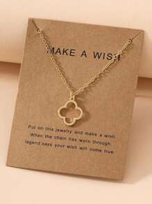 1pc Fashion Women's Elegant Four-Leaf Clover Necklace, Minimalist Luxury Style, Nature Inspired Pendant Jewelry
