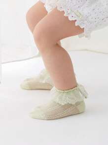 3 paia di calzini per neonati/bambini piccoli, adorabili, con ricamo e bordo in pizzo, design in rete traspirante, leggeri e morbidi, versatili calzini alla caviglia per uso quotidiano