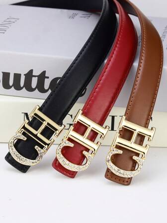 1/2 件女士时尚腰带，高端字母水钻扣腰带，适合日常户外穿着的牛仔裤和连衣裙，母亲节和情人节的精美礼物