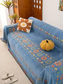 1 Stück Boho Chic Sofaüberwurf mit Acht-Blatt-Design - weich, schwer, tierfreundlich, Couchüberzug für Hunde, Sofabezug 3/2/1 Sitzer, Couchschutz für Wohnzimmer, Schlafzimmer, Bürodekoration