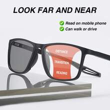 1pc Sports Photochromic Bifocal Reading Glasses, Lens With Light Sensitivity Change Function, Super Flexible TR Temples, Classic Colorblock Rectangular Frame, Simple & Comfortable Multifocal Reading Glasses - Orange - View 6