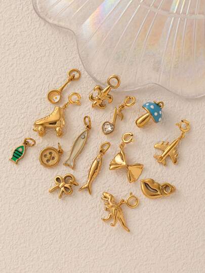 1 件时尚精致不锈钢飞机恐龙钱包蛋蜡烛吊坠，镀 18K 金，不易氧化，适合 DIY 创意项链、手链、耳环、包链、钥匙扣和创意吊坠，适合妻子、母亲和女友日常佩戴