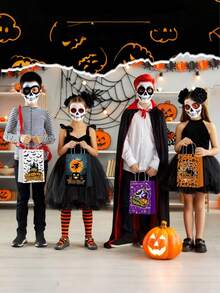 12 Pcs Halloween Trick Or Treat Bags, Halloween Bags With Handles Paper Trick Or Treat Gift Goodie Snacks Bags, Trick Or Treat, Halloween Paper For Holiday Treats Party Favors Supplies For Fall Home Decor, Halloween Party, Halloween Decor, Fall Decor, Halloween Decorations,Thanksgiving, Harvest Decorations And Display, Party Favors - Multicolor - View 7