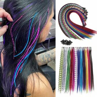 合成羽毛接发 16 英寸 60 股/包 彩色接发 彩色羽毛接发 女士