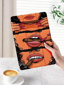 性感唇印保护壳/保护套适用于 iPad 10.2、iPad Pro 11 英寸 2021/2020/10 代、iPad Mini 6、iPad 5 代 (9.7 英寸) 和 iPad Air 5 代 2022，带笔架，防震，自动睡眠/唤醒 - 彩色 - 查看 3