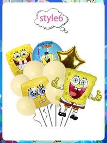 SpongeBob SquarePants 海绵宝宝和铝箔气球和彩色卡通乳胶气球海绵宝宝和派大星形状人物铝箔气球 - 彩色 - 查看 10