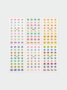 6 Sheets(108pcs) Package Flower Pattern Kawaii Bow Design Cartoon Nail Art Stickers, Pink Rabbit Kids' Nail Sticker For Children's Nail Decoration/ Children Gifts