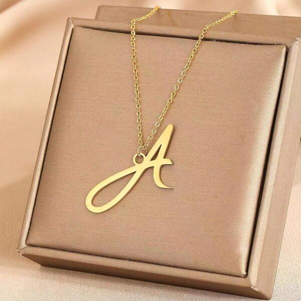 Gold Color Alphabet Necklaces For Women Jewelry Chain On Neck 26 Letters Pendant Necklace Stainless Steel Choker Woman Accessory