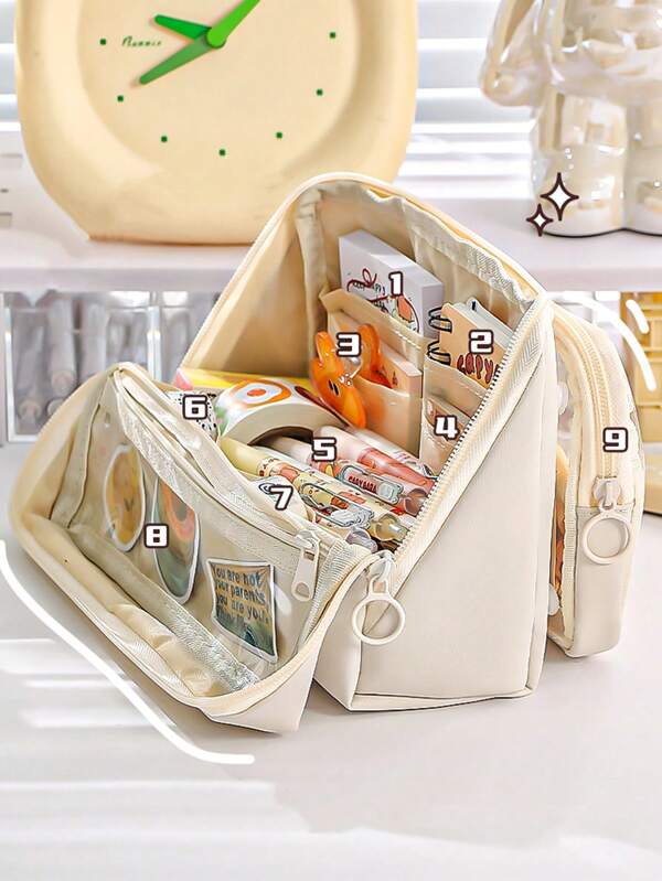 Großer Federmäppchen, Schreibwarentasche, Federkasten, Stifthalter mit hoher Kapazität, handgehaltene Federbox, Büromaterialetui, Make-up-Etui