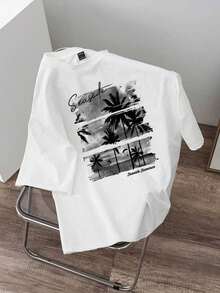 Frete grátis para este item. Camiseta masculina de manga curta VIVINTIMO, tamanho padrão, estampa gráfica moderna e casual, grafite, coqueiro, paisagem e letras, ideal para o verão, férias ao ar livre, praia, cidade, saídas, festas, uma peça essencial para combinar com tudo, adequada para casais e famílias, camiseta com estampa de coqueiro, camiseta masculina para praia. Item de . - Preto - Ver 8