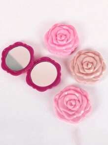 1pc Rose Foldable Vanity Makeup Mirror, Double-Sided Solid Color Portable Compact Mirror For Daily Life And Party Gift