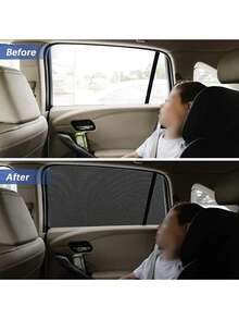 2件/4件/套汽车遮阳网防蚊隔热防紫外线玻璃防晒网反光遮阳篷防护窗膜轿车SUV