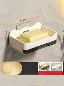 13.3厘米*8.3厘米灰色皂碟带沥水架，塑料免打孔皂碟，适用于浴室、卫生间和厨房，壁挂式皂盒带托盘，适合宿舍和家居装饰，耐磨浴室配件浴室工具 - 彩色 - 查看 8