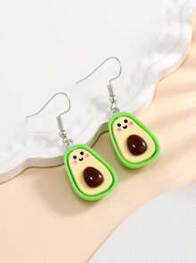 1 Pair Handmade Resin Realistic Fruit Cake (Strawberry, Blueberry, Lemon, Avocado, Smiling Face) Earrings, Fashionable For Daily Wear