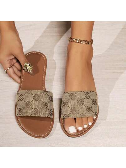 Women's Floral Print Flat Sandals, Casual Open Toe Lightweight Non-Slip Summer Shoes