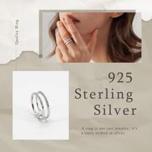 Anillo de zirconia cúbica con diseño de estrella doble - Anillo ajustable de plata pura, de lujo ligero y listo para regalo