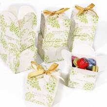 10pcs/1pc 2.5X2.5X2.5 Inch Mini Thank You Gift Boxes, Green Color With Bow Ribbon, Small Candy Bags, Gift Wrapping, Bulk For Birthday, Wedding, National Day, Shower (Green)