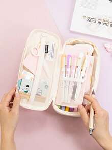 1 件可扩展创意铅笔盒，大容量，适合男女用作文具收纳，非常适合书房和办公用品袋 - 回到学校 - 彩色 - 查看 9