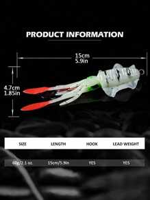 GOTURE Goture 1pc Glow-In-The-Dark Squid Jig Lure – 15cm/5.9in 60g/2.1oz Octopus Soft Bait For Night Fishing