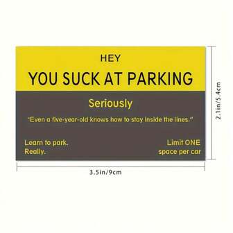 100 Funny Parking Cards With Matte Effect, English Text Perfect Choice For Daily Use And Pranks,School Supplies,Back To School