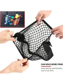 1pc Durable Elastic Nylon Car Trunk Organizer Net - Backseat Hanging Storage Bag, No Power Needed, Black, Suitable For Home And Garage Storage And Organization For Women Storage Organizer Travel Essentials Back To School Dormitory Storage