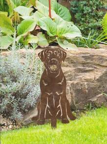 1pc Rusty Iron Metal Labrador Garden Stake - Rusty Metal Artwork - Outdoor Garden Decor