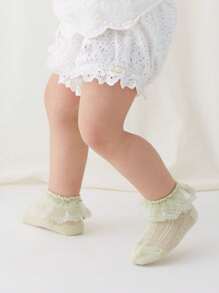 3 paia di calzini per neonati/bambini piccoli, adorabili, con ricamo e bordo in pizzo, design in rete traspirante, leggeri e morbidi, versatili calzini alla caviglia per uso quotidiano