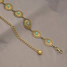 Women's Concho Chain Belt Western Cow Metal Waist Chain Belt For Dr - BGold - View 4