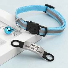 Reflective Cat Collar Personalized Pet ID Tag, Separation Cat Collar With Name Tag, Kitten Collar With Bell, Suitable For Male Puppies And Female Puppies And Cats