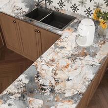 1 卷大理石外观自粘墙纸 - 防水、防油、可移除接触纸、简约北欧风格厨房台面防油贴纸，适用于厨房台面、橱柜、浴室墙壁、客厅装饰 - 大理石风格，自粘，易于协调 - 彩色 - 查看 10