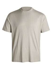 Men's 1Pc  Classic Cotton T-Shirt, 220g Weight, 100% Cotton, Comfortable To Wear, Very Suitable For Running, Leisure Or Outdoor Entertainment, Versatile Cotton Solid Color Short-Sleeved | Skin-Friendly And Comfortable Holiday Gift, A Certain Thickness Is Suitable For Summer - 卡其色 - 查看 3