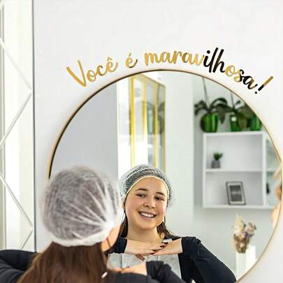 Frase Acrílico Adesivo Autocolante de Parede Espelhada Você é Maravilhosa Para Salão Espelho Quarto
