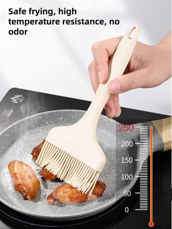 1pc Large Silicone BBQ Brush, Wide Bristle, Heat Resistant For Grilling, Baking