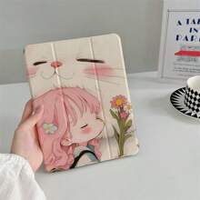 Süßes Mädchen mit Stifthalter Hülle für iPad Air 2024 Pro 11 Zoll, iPad 10. Gen 10,9 Zoll, iPad 5, 6, 7, 8, 10,2 Zoll, Air 3 10,5 Zoll, Air 5, 4, Mini 6, 5, 4