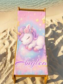1 Stück personalisiertes Strandtuch mit niedlichem Einhorn Muster - Weich, schnelltrocknend, hochabsorbierend, geeignet für Schwimmbäder, Reisen, Yoga, Camping und als Geschenk für Erwachsene. Personalisiertes Strandtuch, Reisezubehör, Strandaccessoire.