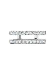Anillo de zirconia cúbica con diseño de estrella doble - Anillo ajustable de plata pura, de lujo ligero y listo para regalo