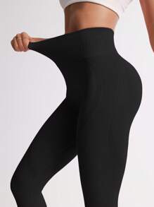 TCVC Mallas de unicolor de cintura alta para mujeres, leggings deportivos de alta elasticidad, moldeado corporal, control de abdomen de cintura alta, adecuado para deportes interiores y exteriores, yoga