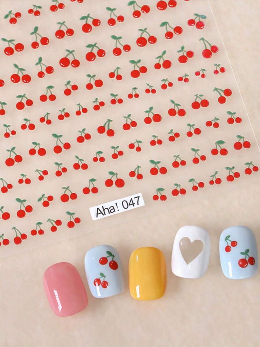 1 miếng dán móng tay nghệ thuật bằng kim loại 5D hình nơ dâu tây tinh tế, giấy tự dính cho phụ kiện làm móng tự làm - Nhiều màu - Xem 1